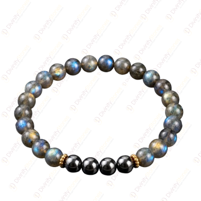 Aquarius Zodiac Kumbh Rashi Bracelet with Labradorite & Hematite