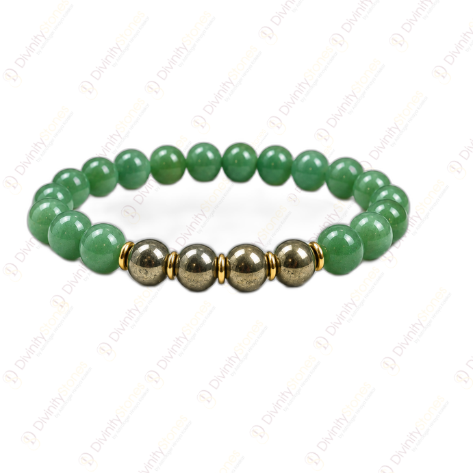 Taurus Zodiac Vrishabh Rashi Bracelet with Green Aventurine and Pyrite