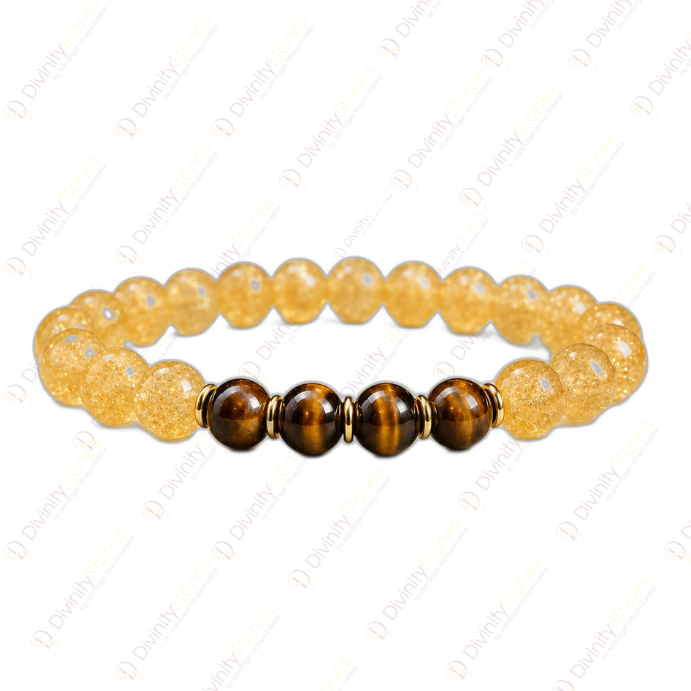 Leo Zodiac Singh Rashi Bracelet with Citrine & Tiger Eye