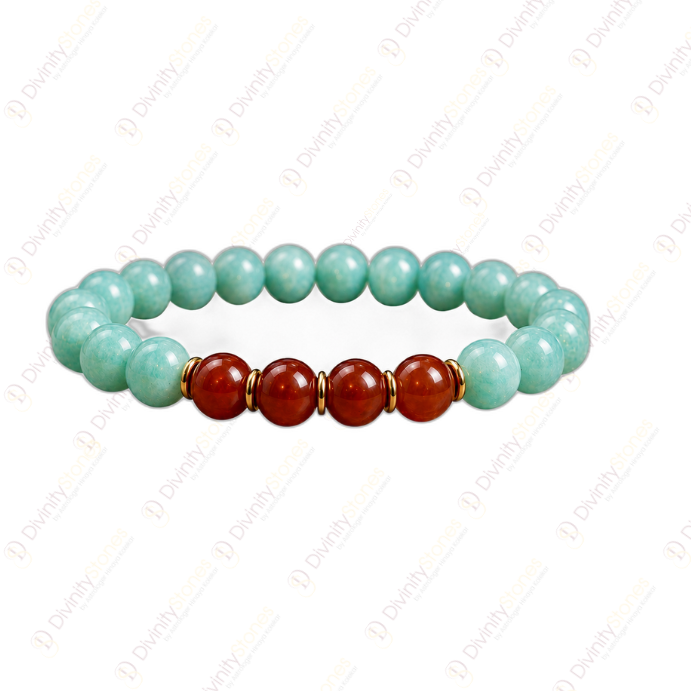 Virgo Zodiac Kanya Rashi Bracelet with Amazonite & Carnelian