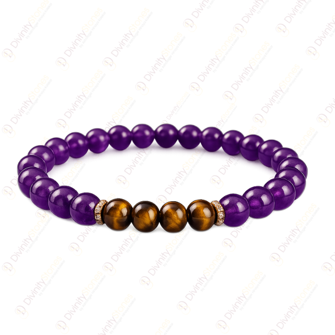 Sagittarius Zodiac Dhanu Rashi Bracelet with Amethyst & Tiger Eye Bracelet