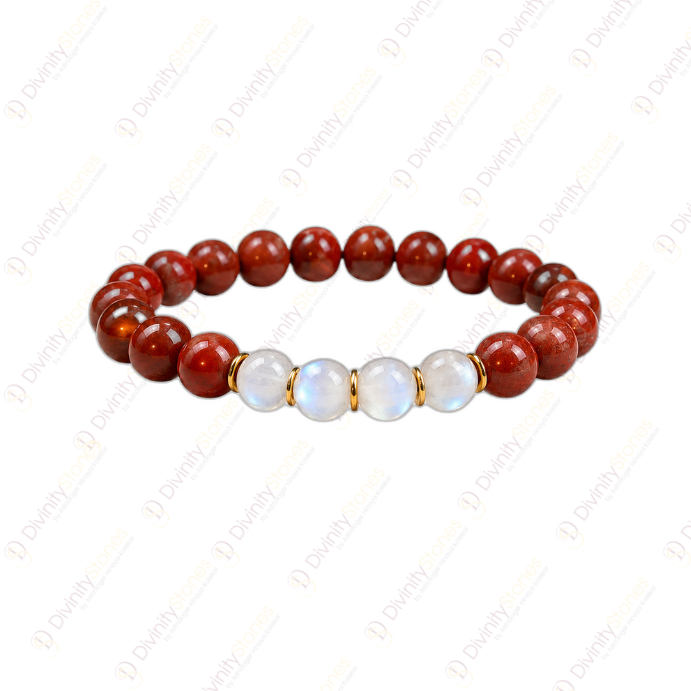 Aries Zodiac Mesh Rashi Bracelet with Red Jasper & Moonstone